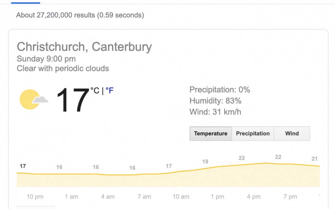 Quickly check the weather using Google search
